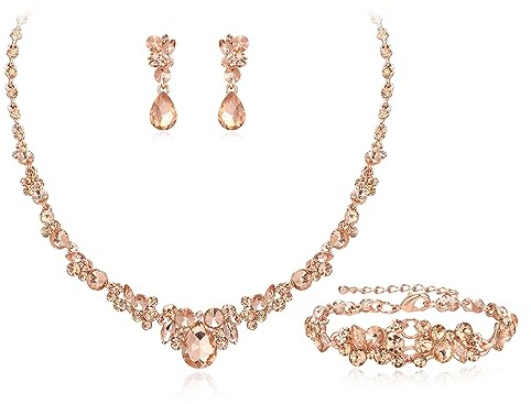 EVER FAITH Damen Schmucksetösterreichisch Kristall Braut Floral Tropfen Halskette Ohrringe Set | Kristall, Hochzeit, Party, Halskette, Ohrringe, Sets für Bräute