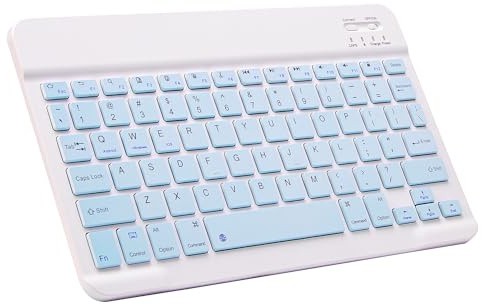 Mini tastiera Bluetooth ultra sottile portatile senza fili ricaricabile per Apple iPad iPhone Samsung Tablet Phone Smartphone iOS Android Windows (10 pollici blu)
