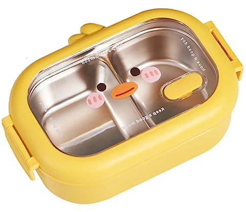 Cymwer Acciaio Inossidabile Kids School Kawaii Bento Box Doppia Clip Laterale Lunchbox Riscaldabile Separato Mensa Isolante Separata for Studente Primario/Impiegato