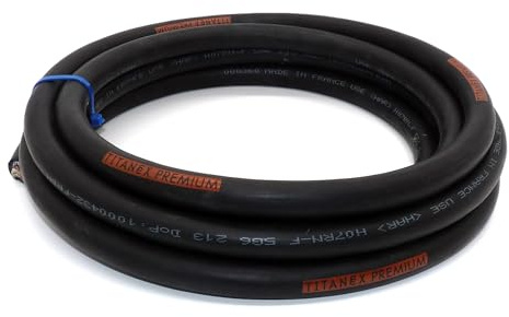 TITANEX PREMIUM H07RN-F 5x6mm² (5G6) schweres Gummikabel, Industriekabel, Baustellenkabel für den Außenbereich 5-50m inkl. 10 Aderendhülsen (20 Meter)