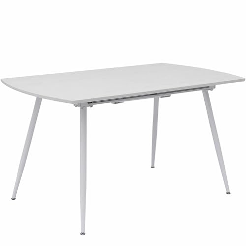 TRISENS Esstisch Sabina ausziehbar 140-180 x 80 cm 6-10 Personen Küchentisch mit Metallgestell für Küche, Esszimmer Holz Optik, Farbe:Weiß