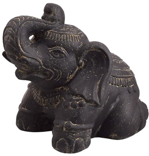 Teako Design Stonox Steinfigur Asiatischer Elefant Tirune, Asiatische Gartenfigur frostbeständig, Grau, Wetterfest, mit spiritueller Bedeutung, Stärke Glück Weisheit (60 x 34 x 47 cm)