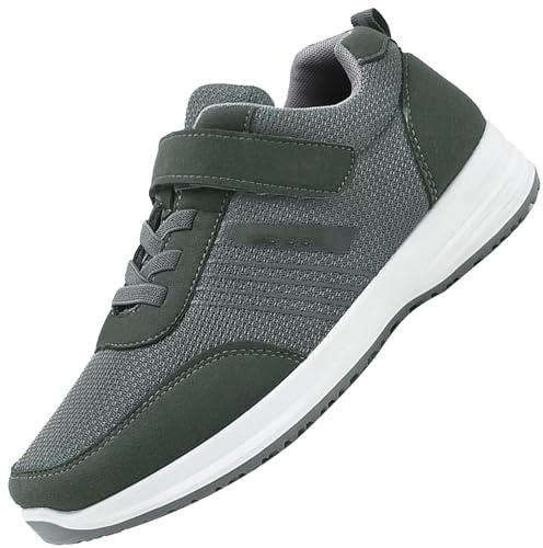 AZMAHT Zapatos para Enfermería Zapatillas Ancho Especial Mujer Zapatillas Personas Mayores diabéticas Vendaje Zapatos Hombres Mujeres Diabético,Men Grey,41/255mm