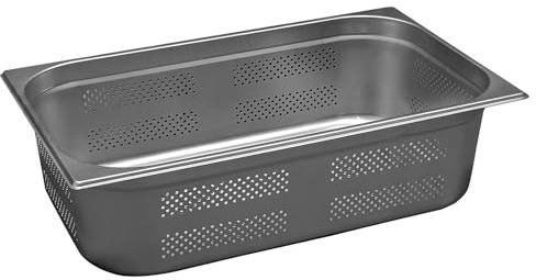 Comas Recipiente perforado Gastronorm GN 1/1, 530x325 mm, acero inoxidable, apilable, resistente - neveras, hornos, estantes, dispensas, carros - profesional, catering (H150 mm)