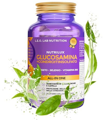 Leolab Glucosamina Condrotina Solfato con Biotina per Unghie, Ossa e Articolazioni 120 Capsule - Complex con Equiseto, L-Cistina, Vitamina B, Selenio