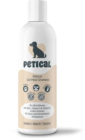 PETICAL Oat Meal Hundeshampoo I 100% vegan & ph-neutral, für alle Fellarten, mit Aloe-Vera & Vitamin-E für mehr Glanz, gegen Juckreiz & Geruch, Hund-Shampoo Welpen Langhaar Hundepflege Dog Grooming