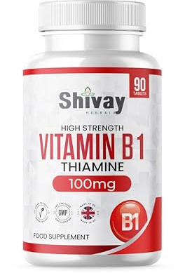 Vitamin B1 Thiamine 100mg Supplement | 90 Vegan Tablets | 3 Months Supply | Supports Heart, Nervous, Immune Function | Made in The UK - Shivay Herbals