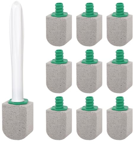 Pierre Ponce WC, 10 Pièces Recharges de Nettoyage Ponce Avec 1 Poignée, Pierre Ponce Brosse Toilettes Brosse De Nettoyage En Pierre Ponce Pour Salle De Bain Toilettes Cuisine