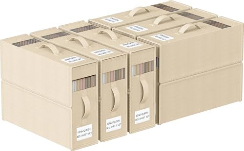 WANGIRL Lot de 6 Sacs de Rangement Drap de Lit, Boîte de Rangement Pliable, Minimaliste, Beige Yellow