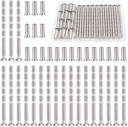 Ruikcoll M4 Verbindung Schrauben mit Hülsen, Hülsenschrauben Vernickelter Stahl Verbindungsschrauben, mit Hülsen Abreißschraube für Türgriff, Schubladen,Schrank,Schlüsselloch,20 Stück