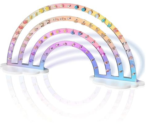 Yoogeer Acrylic Earring Holder, Rainbow Earring Display Stand Organizer, Exquisite Double-Sided Acrylic Earring Organizer Jewelry Rack Display, Iridescent Ear Studs Jewelry Show Rack (Rainbow)