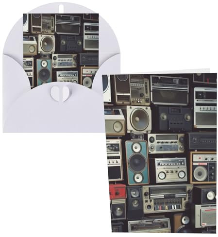 Grußkarten mit Umschlägen, halbgefaltet, blanko, Vintage, Wanddekoration, Boombox, Grußkarten, Dankeskarten, Happy Birthday Karten, Notizkarten für Abschlussfeier, Urlaub, Hochzeit, Einladungen, 10,2