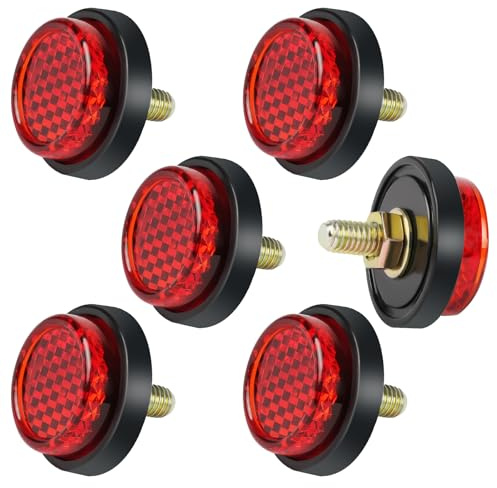AYBUY 6 Pièces Catadioptre Moto, Réflecteur de Sécurité Petit Rond pour Moto Réflecteur Arrière pour Vélo Oeil de Chat Autocollant Reflecteur, Style de Vis