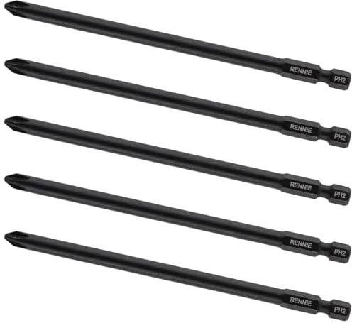 5 x Rennie Tools 130mm Long PH2 Compatible with Senco Duraspin DS200 DS202-14V DS205 Tyrex D404-14V Autofeed Collated Drywall Screwdriver Gun Bit Heavy Duty Phillips No.2