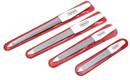 Hochwertige Nagelfeile - Solingen Set 4-teilig Saphirnagelfeile Fein - Grob in 4 Größen - Maniküre und Pediküre - Die original H.Herder Nagelfeilen - inkl. Hohlfeile