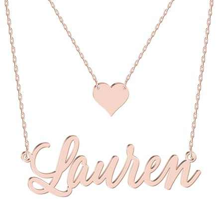 UMAGICBOX Personalisierte Choker-Kette mit Namen - 925er Silber oder Edelstahl mit Roségold-Beschichtung, Herz-Anhänger, Geschenk für Frauen und Mütter zu Weihnachten, Geburtstag, Feiern (Roségold)