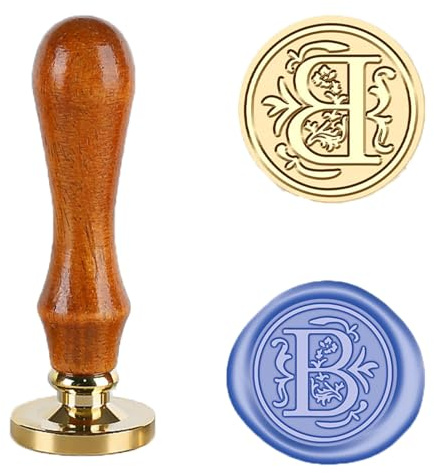 Customized Wax Seal Stamp,Initial Alphabet (Letter B)25 mm Removable Brass Head Wood Handle for Envelope Invitation Embellishment Gift Decoration, Gift for Handicraft Lovers