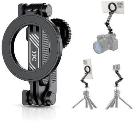 JJC Soporte Magnético para Trípode para Teléfono con Zapata Fría y Tornillo de 1/4 Pulgadas, Adaptador Flexible y Ajustable para Cámara de Teléfono Celular para iPhone 16, 15, 14, 13 para Hero