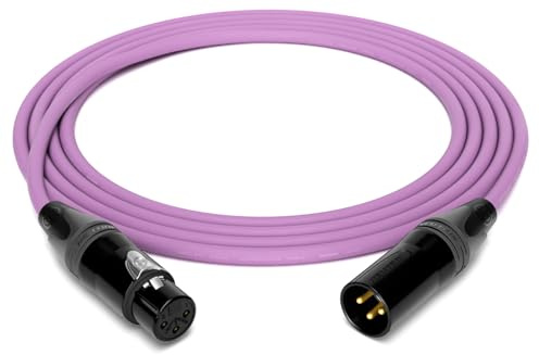 enoaudio Mogami 2534 Quad Professional Studio Cable Balanced Microphone | Neutrik Gold XLR Female - XLR Male | HiFi, Purple, 0.5 m