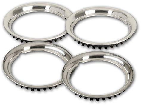 Hansen Styling Parts Zierring (4 Stück) 13 Zoll aus Edelstahl – Tiefe 40mm – Befestigungskranz aus Federstahl - universell passend für PKW, Oldtimer, Youngtimer Stahlfelgen, etc..