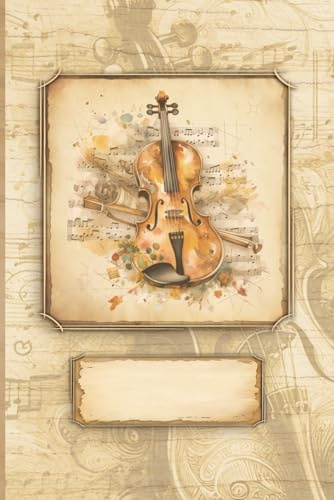 Notizbuch für Geigenspieler: Einzigartiges Notizheft im altmodischen Vintage-Stil || Inkl. Rätseln mit Fachbegriffen zum Thema Musik || Geschenk für ... Bratschisten, Musikstudenten, Geigenbauer