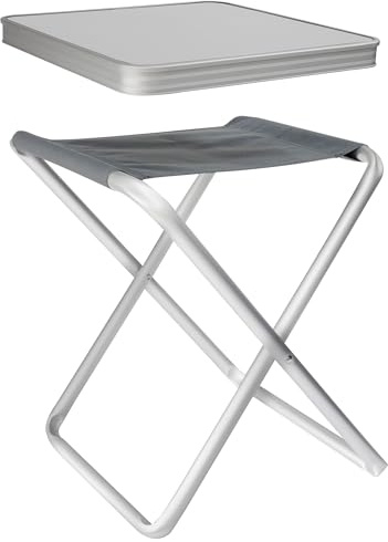 Alu Hocker MDF Tischplatte Tablett 40x40x47cm Aluminium Falthocker klappbar