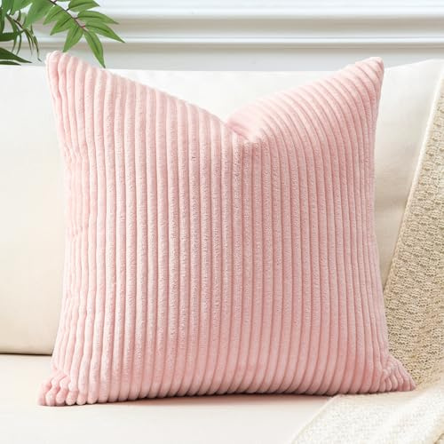 JOTOM 1 Stück Cord Kissenbezug Kissenhülle Dekorative Zierkissen Sofakissen Couchkissen Dekokissen Zierkissenbezug Deko Kissenbezüge für Sofa Wohnzimmer (55x55cm, Rosa)