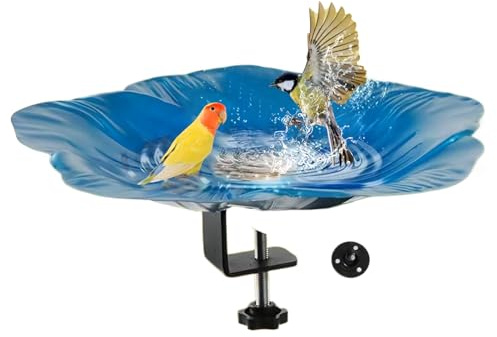 Bird Baths for Outdoors,Birdfeeder Water Bowl - Detachable Decorative Clamp Bird Bath for Backyard Patio Balcony Porch Park Yard Courtyard Fence