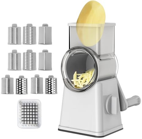Cortador de mandolina – Rallador giratorio de queso | Trituradora de queso | Cortador de verduras | Cortador y rallador giratorio de cocina | Cortador de verduras de mano | Manual de trituradora