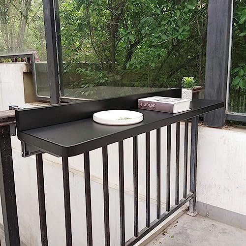Schwarzer Balkonhängetisch – Klappbarer Bartisch für Geländer, platzsparender Balkontisch, 120 x 28 cm, perfekt für kleine Räume und Versammlungen