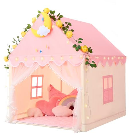 Wilwolfer Kids Play Tent for Toddlers: Princess Playhouse with Mat for Toddlers - Large Indoor & Outdoor Castle for Kids
