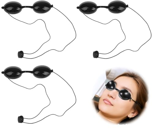3 Pezzi Occhiali Protettivi per Lampade a Luce Rossa, Occhiali Protettivi per Lampade a Infrarossi, Occhiali Solarium UV Occhiali di Sicurezza Laser, Occhiali di Sicurezza LED Protezione UV (Nero)
