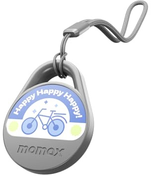 MOMAX Air Tracker Android und IOS, Kompatibel mit Apple Find My und Google Find My Device APP, Key Finder für Gepäck/Koffer/Taschen, Austauschbarer Akku (Grau)
