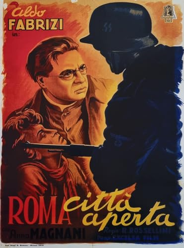 KUSTOM ART Poster Decorativo da Parete Serie Locandine Film Celebri Roma Città Aperta Stampa su Carta Patinata 40x30cm Senza Cornice
