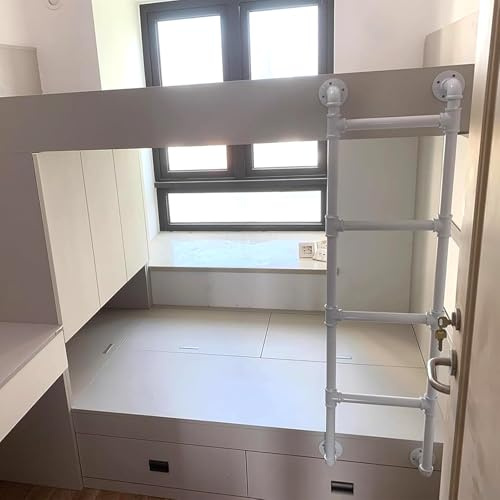 Escalera de altillo montada en la pared de 7 pies para literas, escalera de escalada de seguridad de tubo de metal, fácil instalación para ventana de sótano, acceso de salida, diseño de ahorro de
