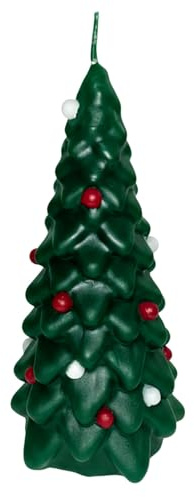 Cereria Di Giorgio - Candela Laccata a forma di Albero di Natale con Palline Colorate - Colore Verde Scuro - Altezza 19 cm - Artigianale - Idea Regalo Natale