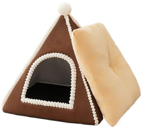 Katzenhöhle mit Dach | geschlossener Hundekorb mit Roof – Sicherheitszelt für den Winter, bequem, mittlere Rasse, Miniatur, Innenzimmer
