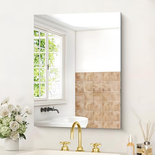 KOCUUY Rechteckiger rahmenloser Badezimmerspiegel, 45 x 60 cm Wandspiegel, Spiegel mit Shatterproof Glas, HD Reflexion, modernem Design, geeignet für Badezimmer, Schlafzimmer oder Ankleidezimmer