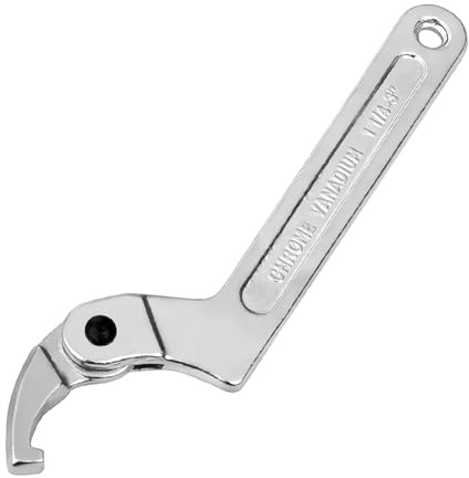 FARYODI Chiave a gancio regolabile, in acciaio al carbonio C regolabile, chiave a gancio, con fessura, chiave a gancio regolabile, colore argento, testa quadrata 32-76 mm