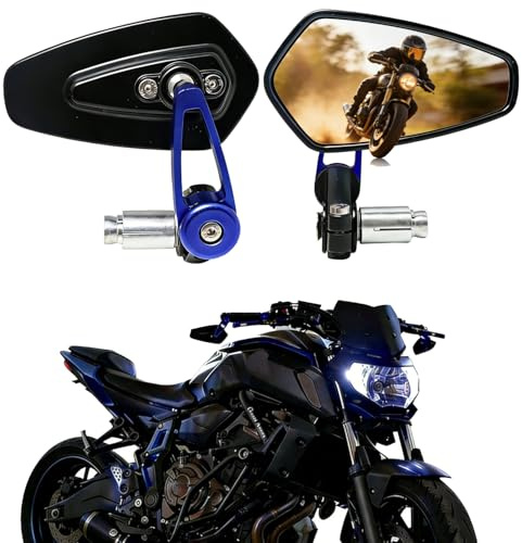 FRICYGAO - Espejos de manillar para moto universales (7/8, 22 mm, retrovisores laterales de moto, para GROM MSX125, Z650, Z750, Z900, MT-03, MT-07, FZ-07, MT-09, FZ-09, MT-10, FZ-10, MT-25, SV650