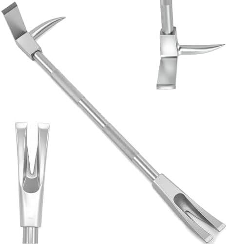 Halligan Barverktyg, kraftigt verktyg för borttagning av smidd stål, 3-i-1 yxhuvud och spikgaffel med nageldragare, 61 cm multifunktionellt brytverktyg för räddning och konstruktion