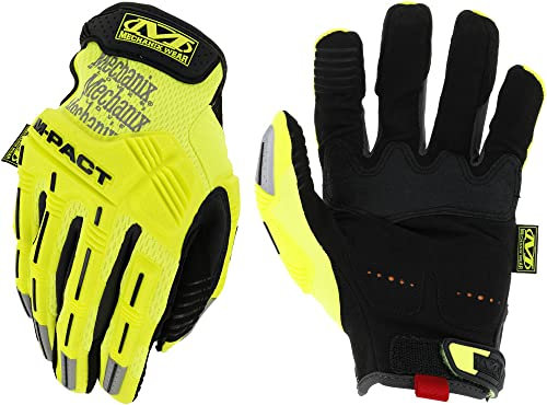 Mechanix Wear: Hi-Viz M-Pact Work Gloves - Touch Capable, Impact Protection, Absorbs Vibration (X-Large, Fluorescent Yellow)