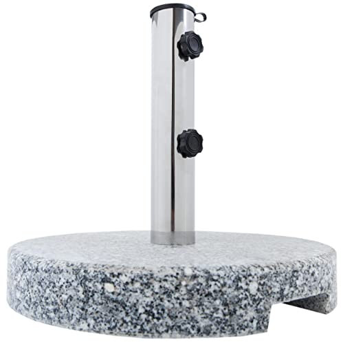 Anaterra® Sonnenschirmständer - Granit, 20 kg, Mobil, Stabil, mit Griff, Edelstahl, Quadratisch/Rund - Schirmständer, Sonnenschirmsockel, Ständer für Sonnenschirm, Balkon, Terasse (Rund)