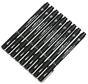 Uni Pin Fineliner Drawing Pen Set of 9 Black Ink with Different Nibs