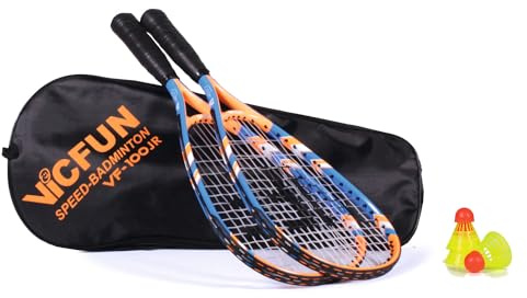 VICFUN Speed-Badminton 100 Set Junior - 2 Badmintonschläger, 3 Bälle und eine hochwertige Badmintontasche