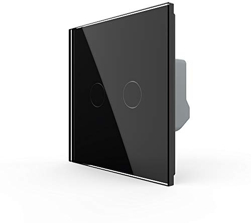 Livolo EU standard Interrupteur tactile va et vient 2 boutons écran tactile verre de luxe panneau de verre, Noir, VL-C702S-12-A