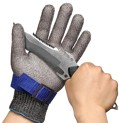 Schwer SlicePro ANSI A9 Cut Resistant Glove PR1706, Stainless Steel Mesh Metal Glove, Food Grade for Kitchen Cooking, Butcher Meat Cutting, Oyster Shucking, Mandoline, (L, 1 PCS)