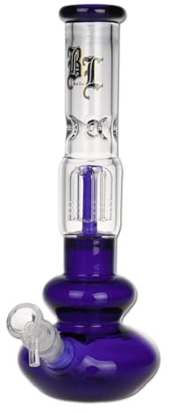 Black Leaf Wasserpfeife, PERCOLATOR-Bong, EIS-Bong | 30 cm, NS 19 (18,8mm), NS 14 (14,5mm) | blau | robustes BOROSILIKATGLAS | Blue Betty | von bong-discount