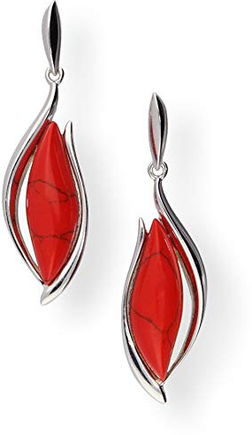 Echte 925 Silber OHRHÄNGER/OHRSTECKER mit Koralle, Rot inkl. Schmucketui, EDEL