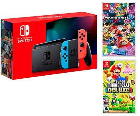 Nintendo Switch 32Gb Neon-Rot/Neon-Blau + New Super Mario Bros. U Deluxe + Mario Kart 8 Deluxe [Deluxe Pack]